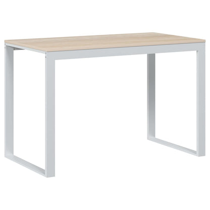 Computertisch Weiß und Eiche-Optik 110x60x73 cm Holzwerkstoff