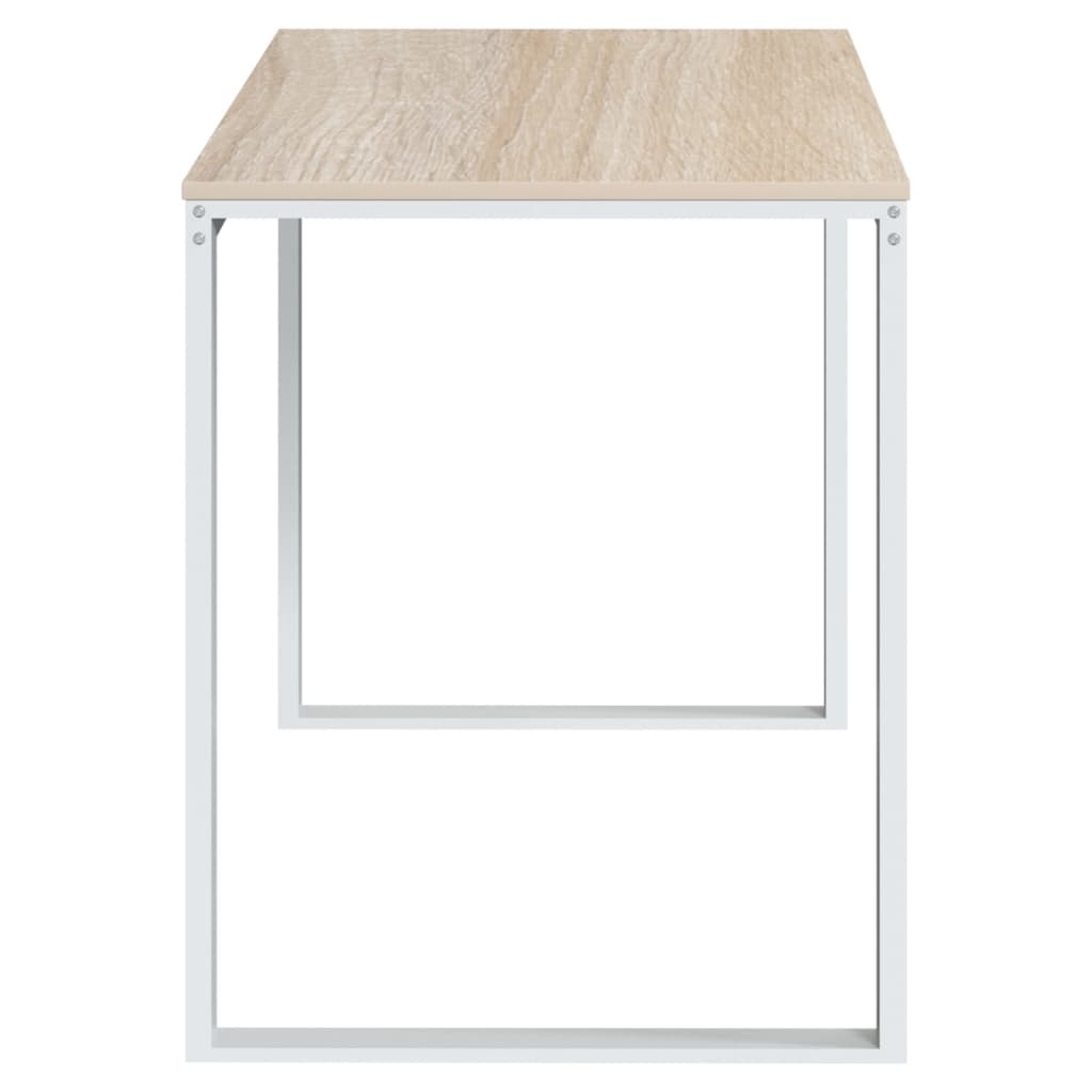 Computertisch Weiß und Eiche-Optik 110x60x73 cm Holzwerkstoff