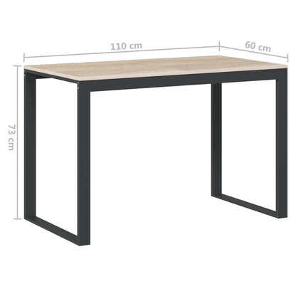 Computertisch Schwarz und Eiche-Optik 110x60x73cm Holzwerkstoff