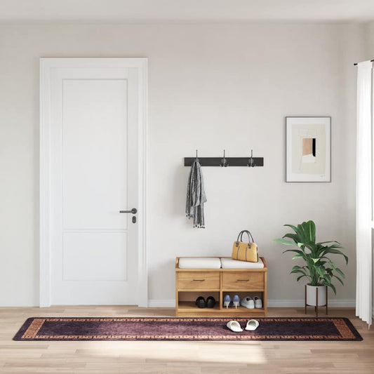 Teppich Waschbar 80x300 cm Schwarz und Golden Rutschfest