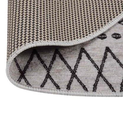 Tappeto lavabile, bianco e nero, φ120 cm, antiscivolo