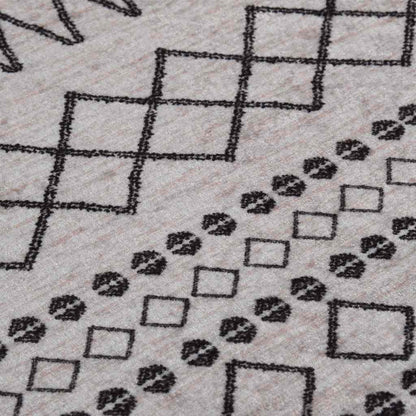 Tappeto lavabile, bianco e nero, φ120 cm, antiscivolo