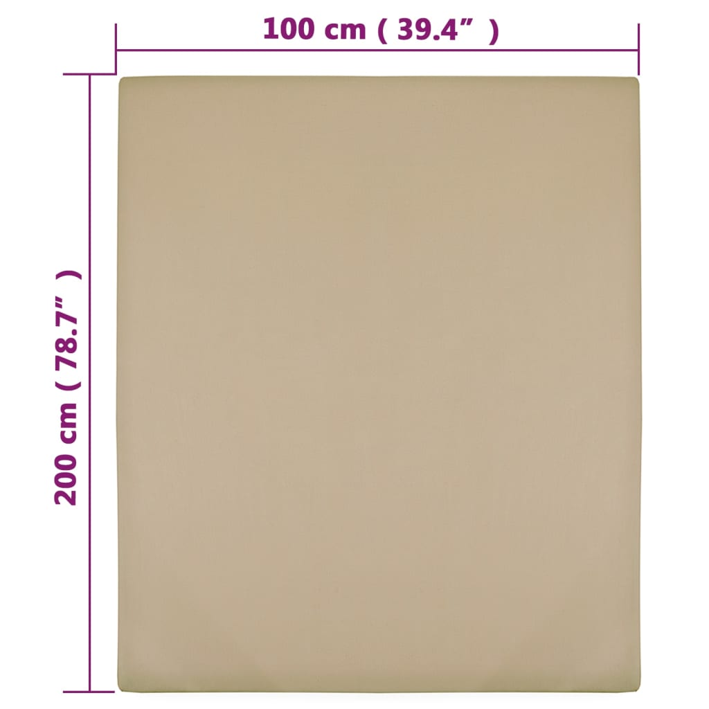 Spannbettlaken Jersey Taupe 100x200 cm Baumwolle