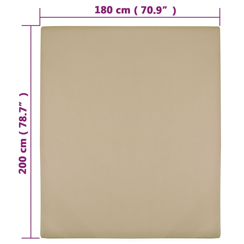 Spannbettlaken Jersey Taupe 180x200 cm Baumwolle