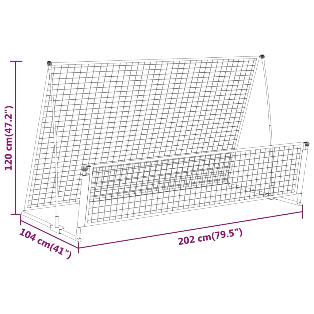 2-in-1 Rebounder und Fußballtor 202x104x120 cm Stahl