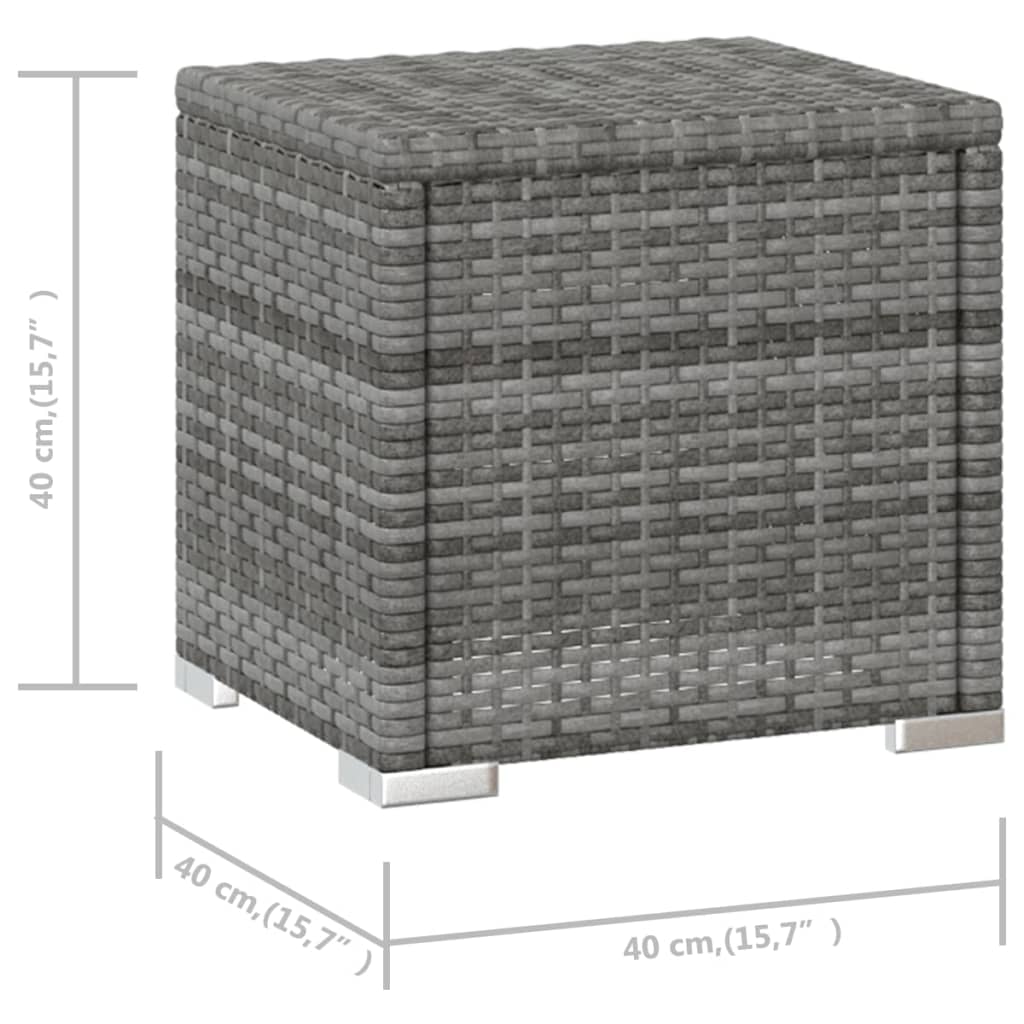 Sonnenliege mit Auflage und Teetisch Poly Rattan Grau