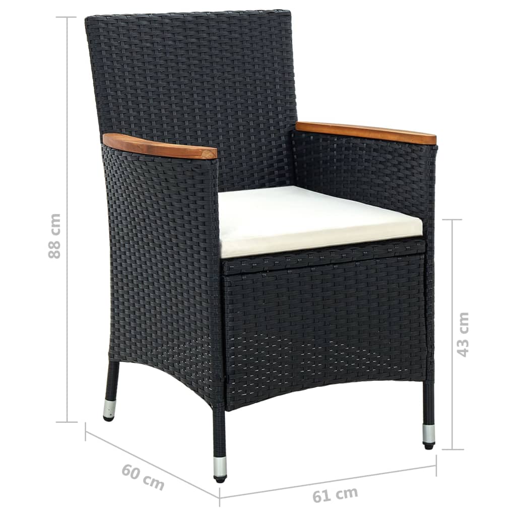 Garten-Essstühle 4 Stk. Poly Rattan Schwarz