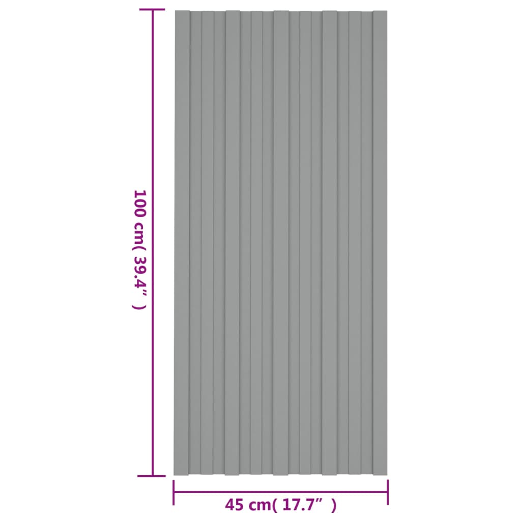 Dachpaneele 12 Stk. Verzinkter Stahl Grau 100x45 cm