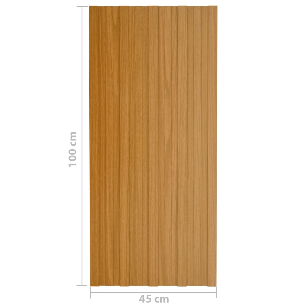 Dachpaneele 12 Stk. Verzinkter Stahl Holzoptik Hell 100x45 cm