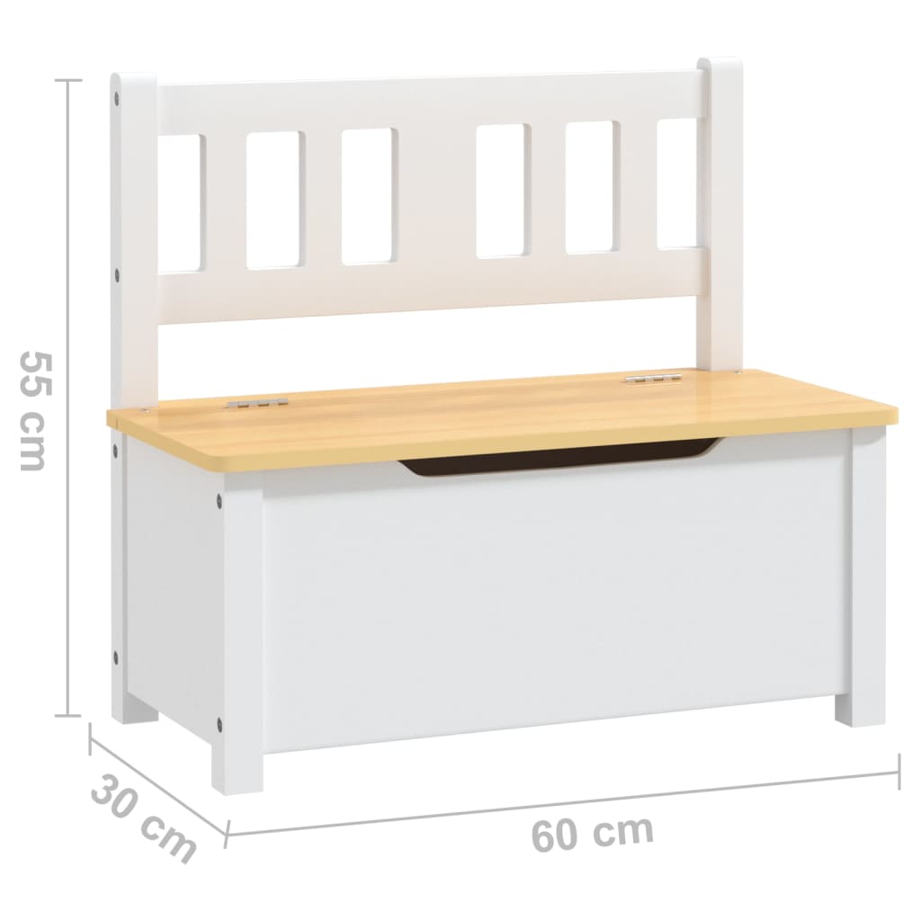 Kinderbank mit Stauraum Weiß und Beige 60x30x55 cm MDF