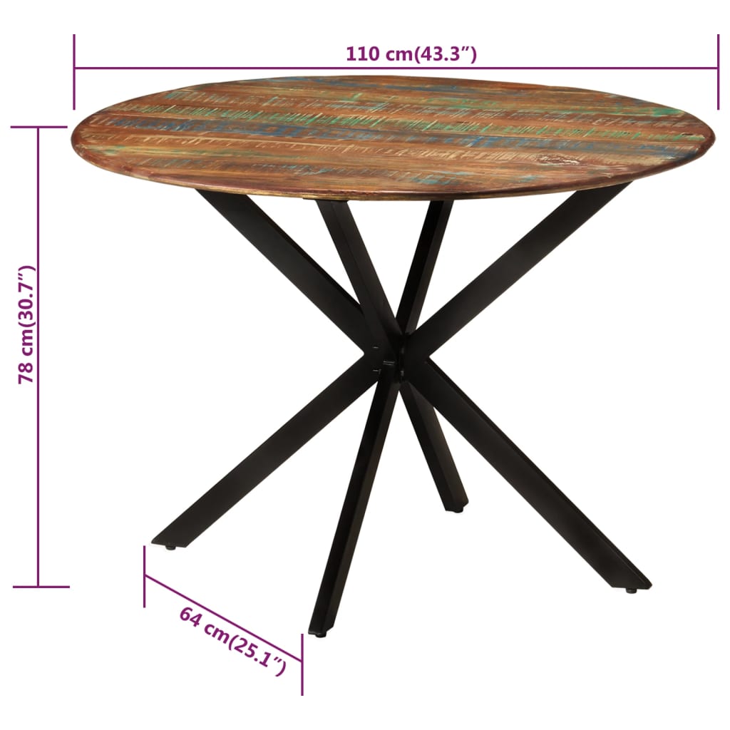 Esstisch Ø110x78 cm Altholz Massiv und Stahl