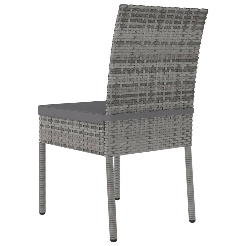 Garten-Essstühle 2 Stk. Poly Rattan Grau