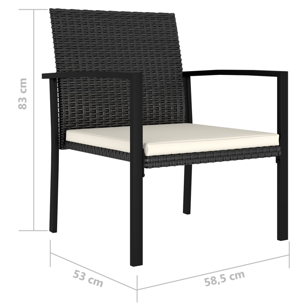 Garten-Essstühle 4 Stk. Poly Rattan Schwarz