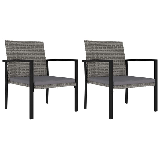 Garten-Essstühle 2 Stk. Poly Rattan Grau