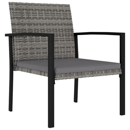 Garten-Essstühle 2 Stk. Poly Rattan Grau