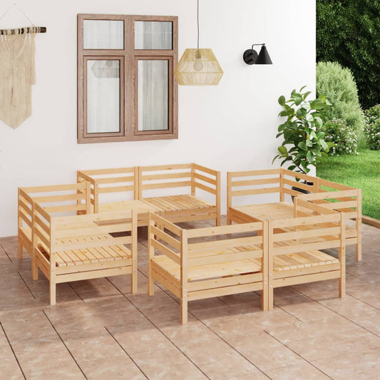 8-tlg. Garten-Lounge-Set Massivholz Kiefer