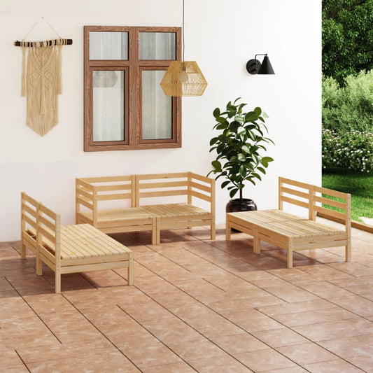 6-tlg. Garten-Lounge-Set Massivholz Kiefer