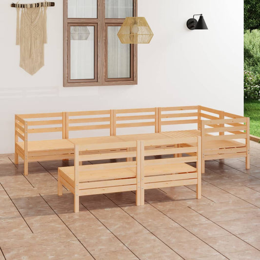 7-tlg. Garten-Lounge-Set Massivholz Kiefer