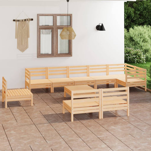 10-tlg. Garten-Lounge-Set Massivholz Kiefer