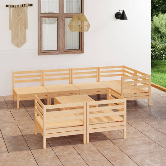 8-tlg. Garten-Lounge-Set Massivholz Kiefer