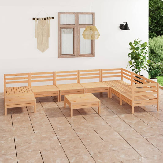 9-tlg. Garten-Lounge-Set Massivholz Kiefer