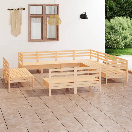 11-tlg. Garten-Lounge-Set Massivholz Kiefer