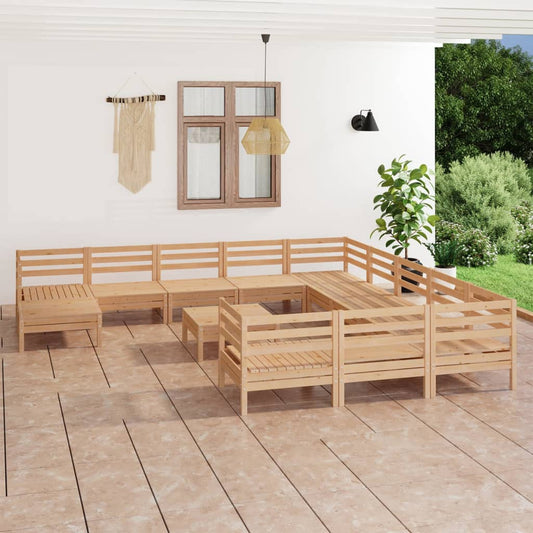 13-tlg. Garten-Lounge-Set Massivholz Kiefer