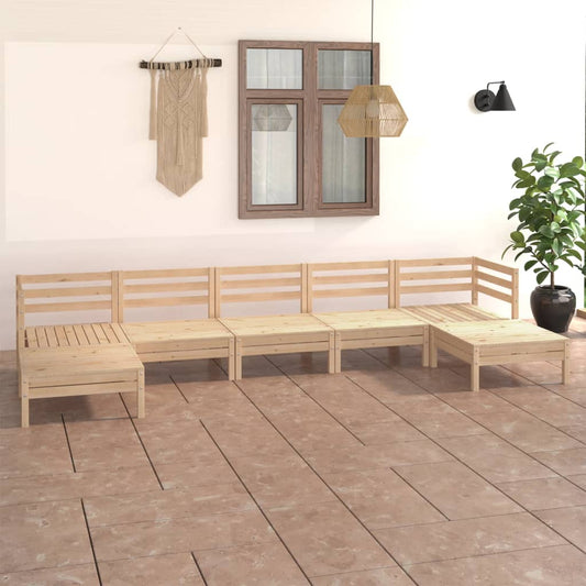 7-tlg. Garten-Lounge-Set Massivholz Kiefer