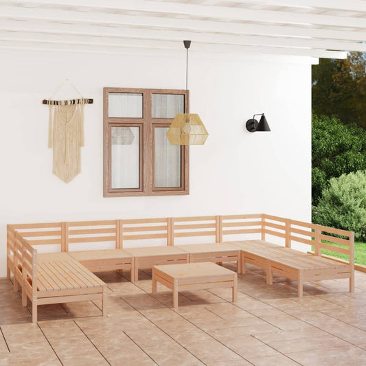 10-tlg. Garten-Lounge-Set Massivholz Kiefer