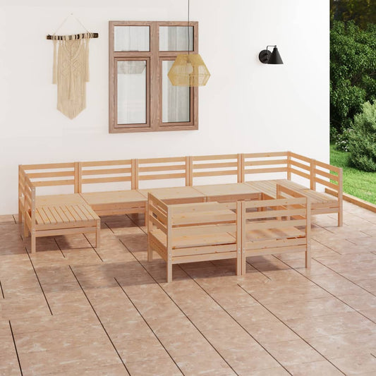 10-tlg. Garten-Lounge-Set Massivholz Kiefer