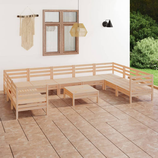 10-tlg. Garten-Lounge-Set Massivholz Kiefer