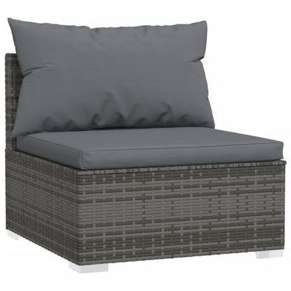 3-Sitzer-Sofa mit Kissen Grau Poly Rattan