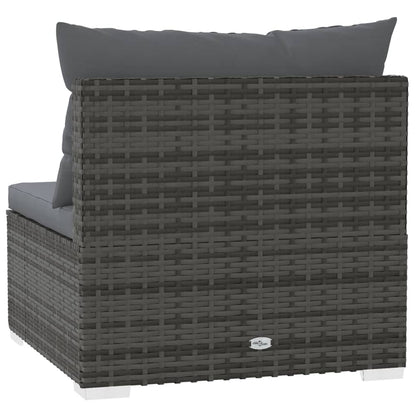 3-Sitzer-Sofa mit Kissen Grau Poly Rattan