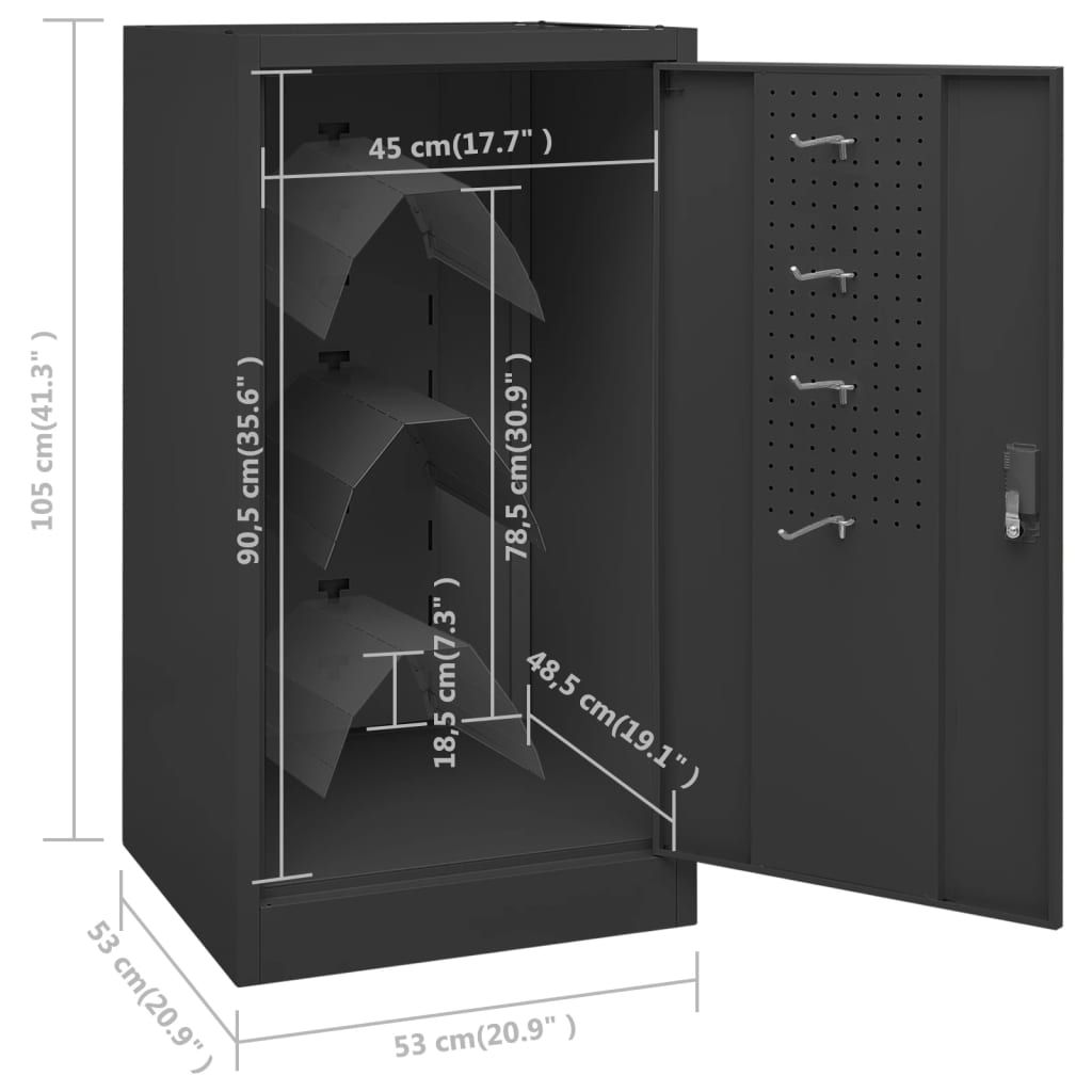 Sattelschrank Anthrazit 53x53x105 cm Stahl