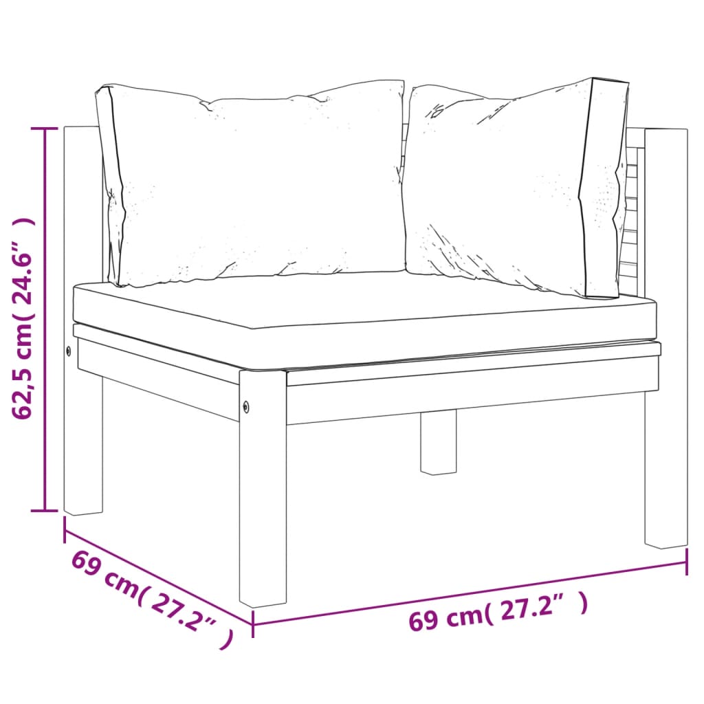 5-tlg. Garten-Lounge-Set mit Creme Kissen Massivholz Akazie