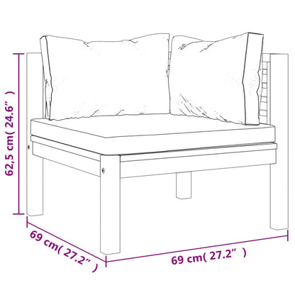 5-tlg. Garten-Lounge-Set mit Creme Kissen Massivholz Akazie