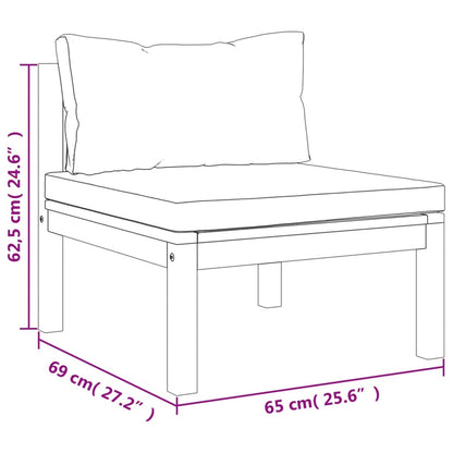 5-tlg. Garten-Lounge-Set mit Creme Kissen Massivholz Akazie