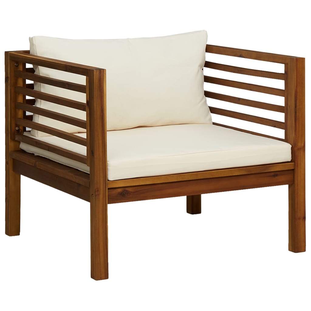 6-tlg. Garten-Lounge-Set mit Creme Kissen Massivholz Akazie