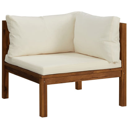 3-Sitzer-Gartensofa mit Creme Kissen Massivholz Akazie