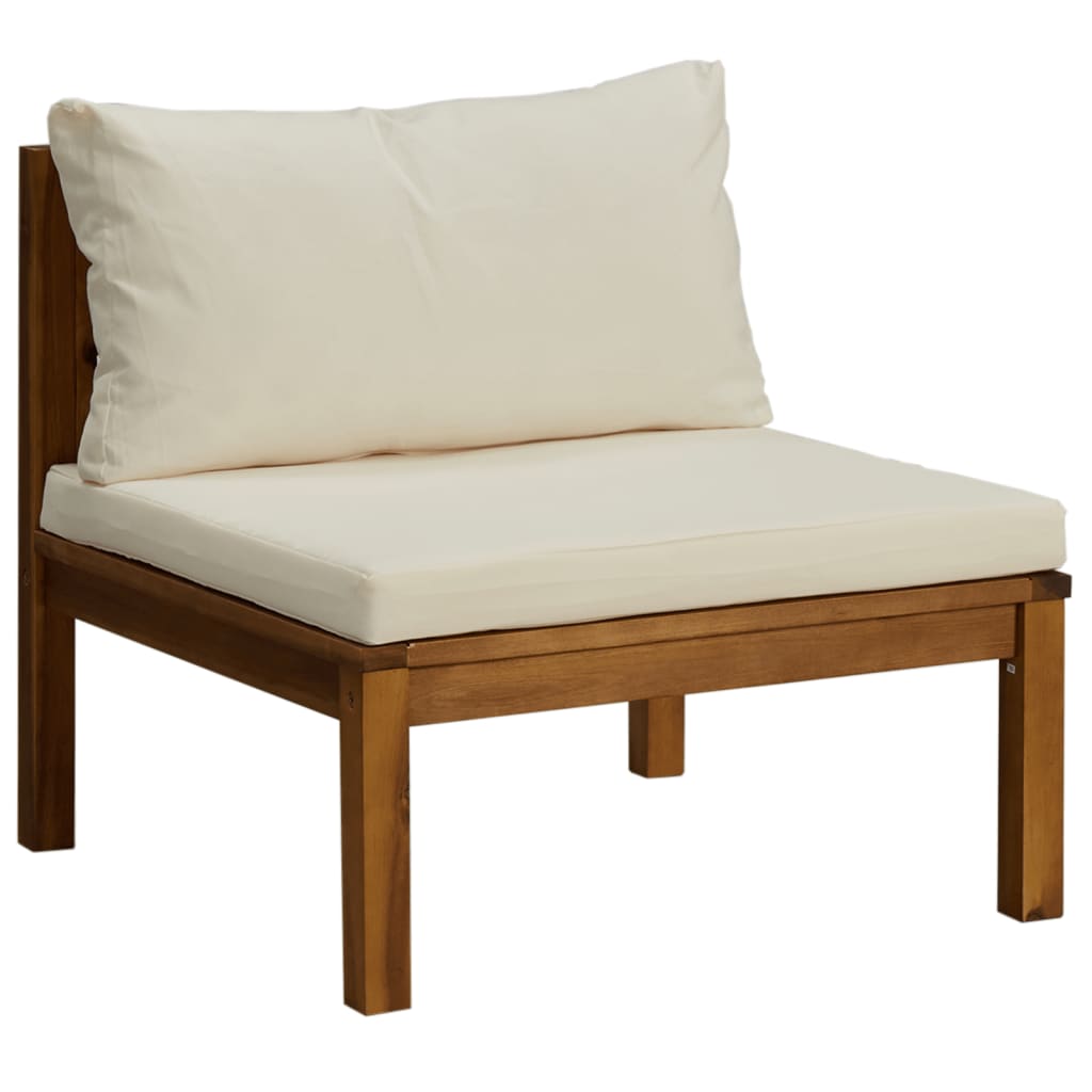 3-Sitzer-Gartensofa mit Creme Kissen Massivholz Akazie