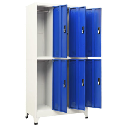 Schließfachschrank Grau und Blau 90x45x180 cm Stahl