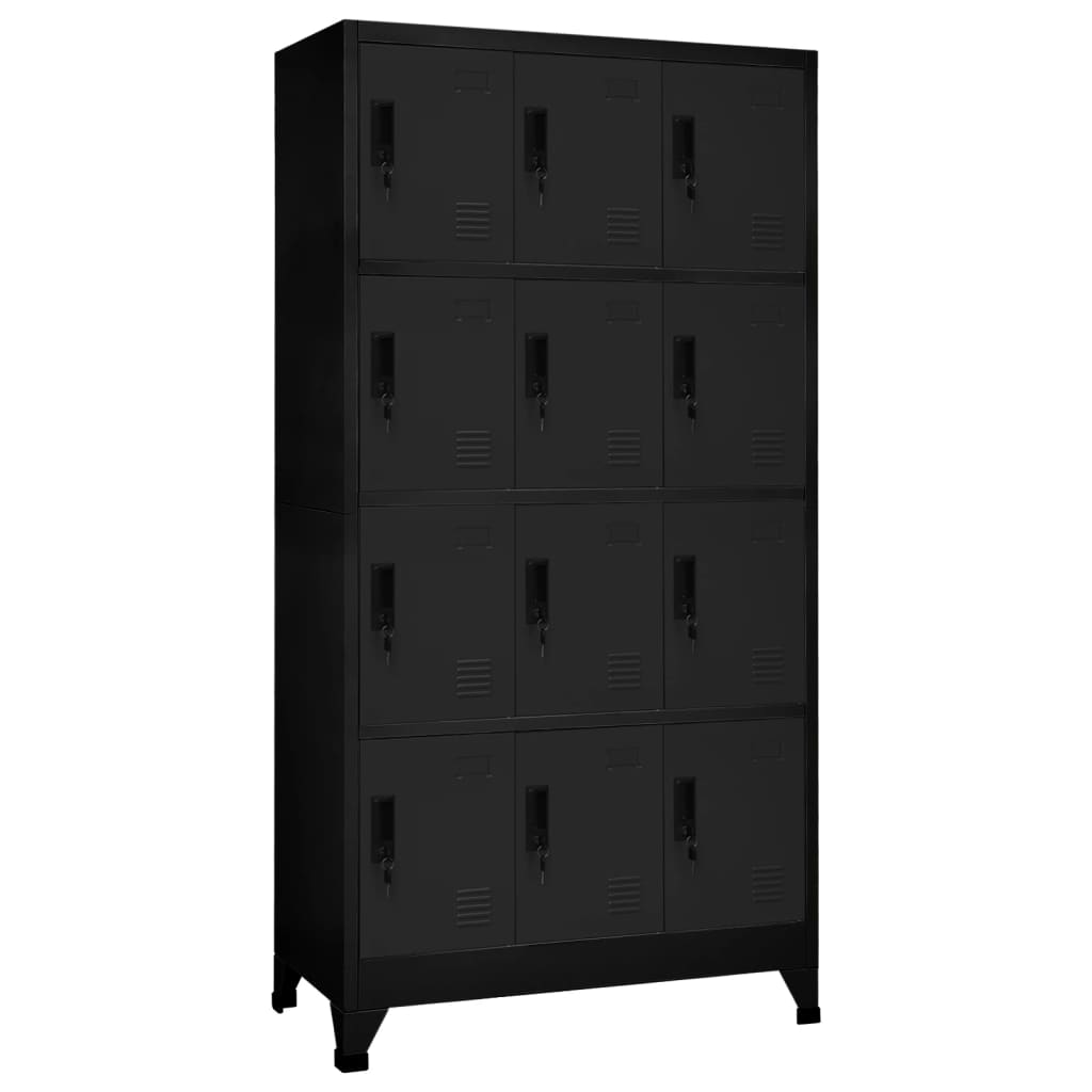 Schließfachschrank Schwarz 90x45x180 cm Stahl