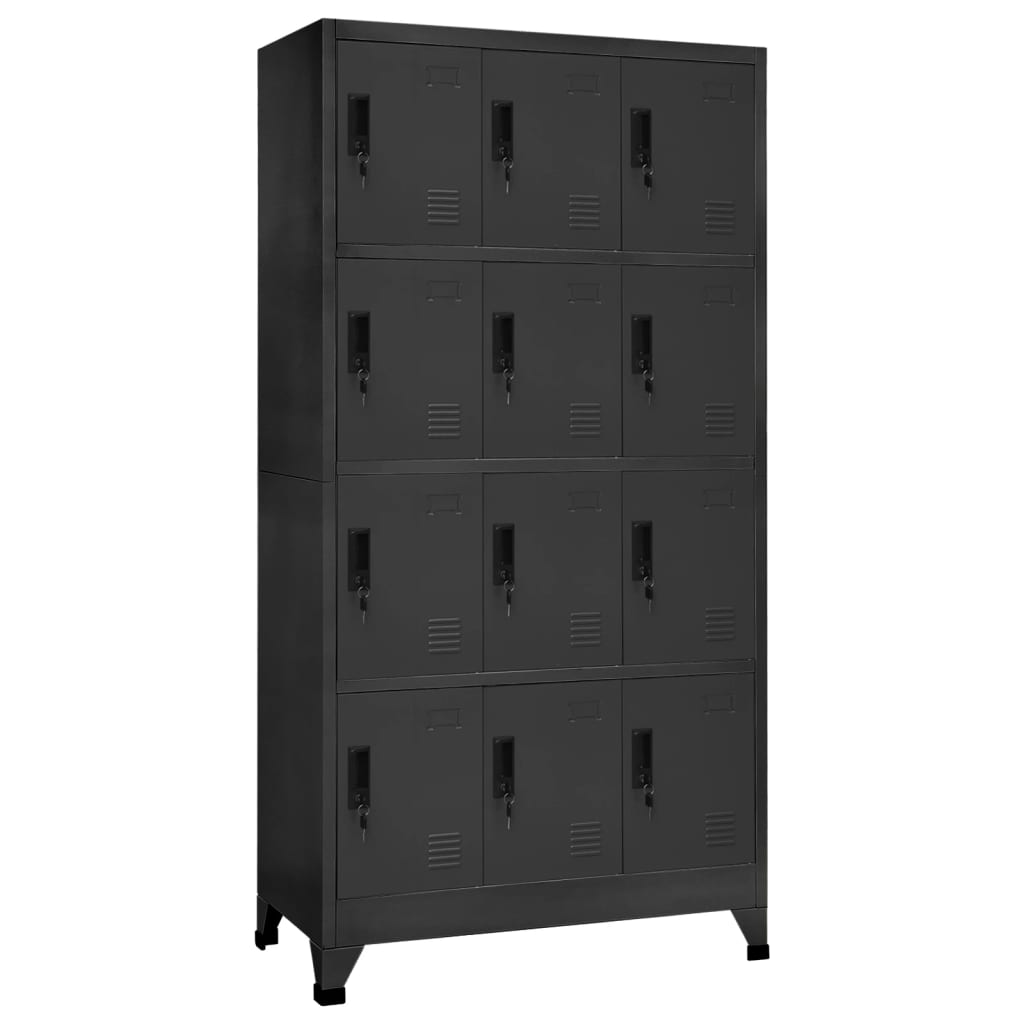 Schließfachschrank Anthrazit 90x45x180 cm Stahl