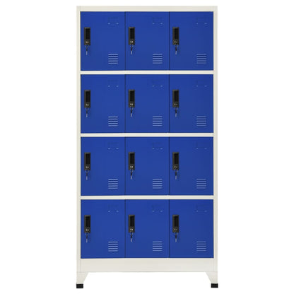 Schließfachschrank Grau und Blau 90x45x180 cm Stahl