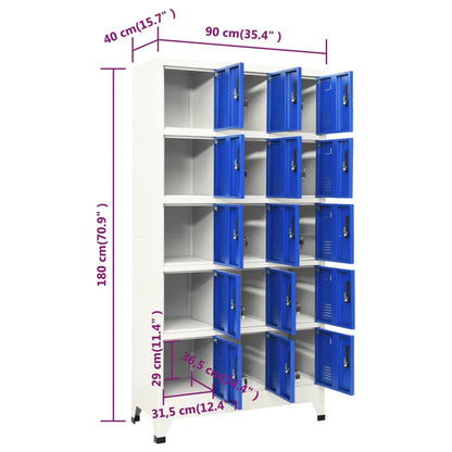 Schließfachschrank Grau und Blau 90x40x180 cm Stahl