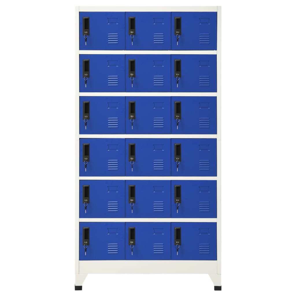 Schließfachschrank Grau und Blau 90x40x180 cm Stahl