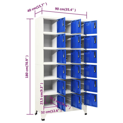 Schließfachschrank Grau und Blau 90x40x180 cm Stahl