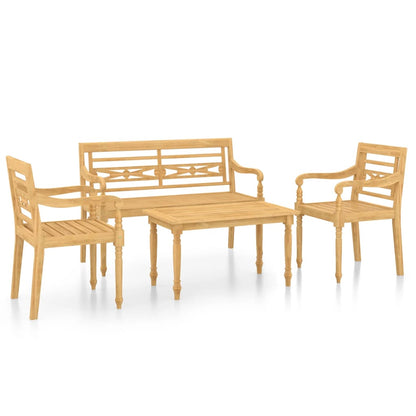 4-tlg. Garten-Lounge-Set Massivholz Teak