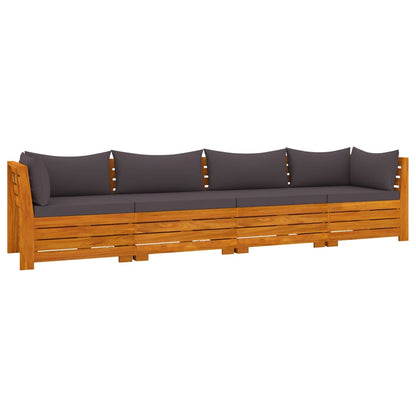 4-Sitzer-Gartensofa mit Kissen Massivholz Akazie