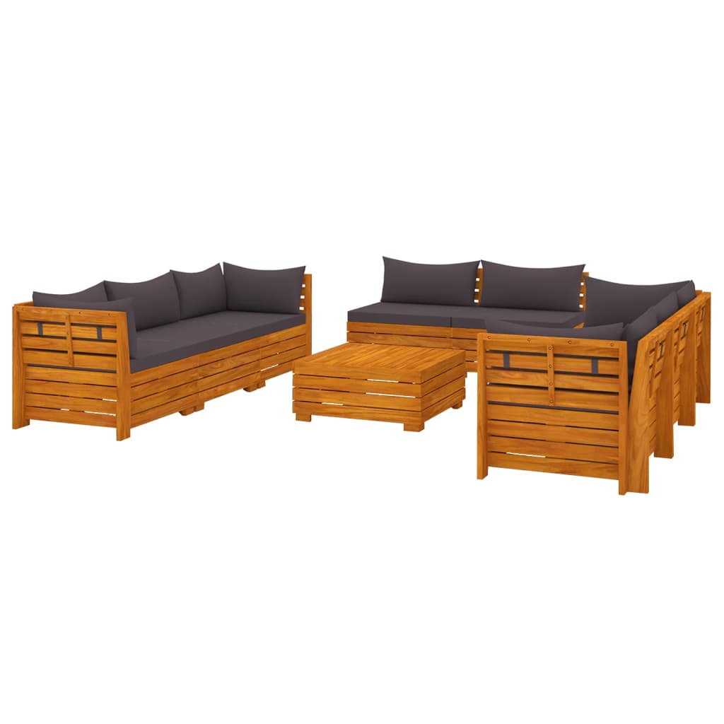 9-tlg. Garten-Lounge-Set mit Kissen Massivholz Akazie